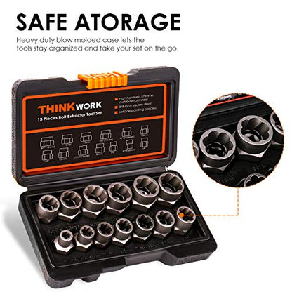 14-Piece Bolt Extractor Kit, 3/8" Drive Impact Bolt & Nut Remover Set - size: 14-Piece