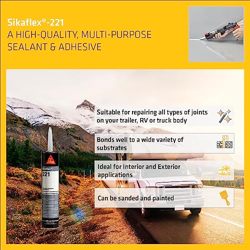 Sika Sikaflex-221 - White - Multi-Purpose Polyurethane sealant/Adhesive - Creates Permanent Elastic Seal - Sandable/paintable - Non-Corrosive - 10.1 fl oz (Pack of 24) - color: White, style: Compact (Pack of 24)