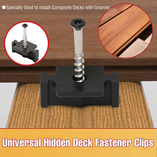 Hidden Deck Fasteners for Composite Decking Board, Universal Hidden Fasteners with Stainless Steel Screws, Composite Decking Clips for Wood Deck Framing, 900 Pack for 500 SQ.FT. - color: Black, 900 Pack