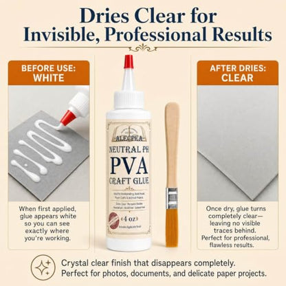 ALECPEA PVA Glue 4 oz for Crafts and Paper Projects