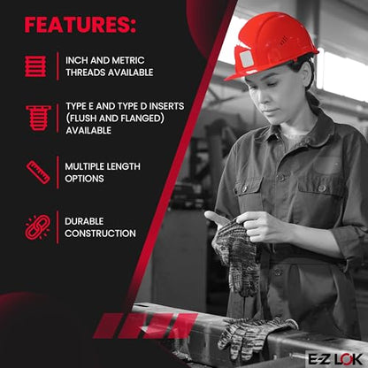 E-Z LOK 10-Piece Steel Flanged Threaded Inserts for Wood, 5/16-18 Internal Thread, 15mm Length, Includes Drill & Installation Tool - style: 5/16-18 Internal Thread