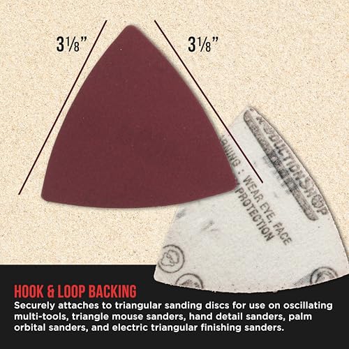 ProductionShop Premium 800 Grit Triangle Mouse Detail Sander Sandpaper Sheets, Box of 45 - Hook & Loop, Triangular Shaped Mouse Disc Pads - Oscillating Multi-Tools - Woodworking, Sand Furniture Paint - style: 800 Grit