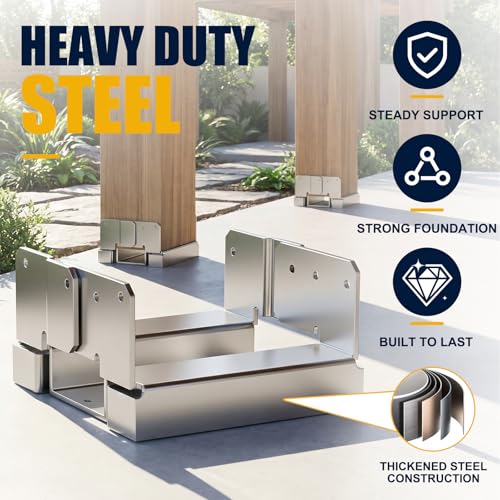 6x6 Post Base for Concrete, Heavy Duty Galvanized Steel Bracket, 6 Pack - color: 6X6 - 6Pcs