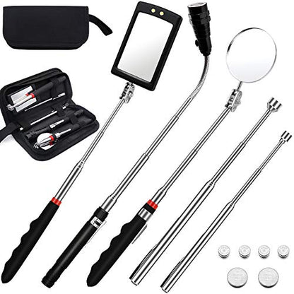 5PCS Telescoping Magnetic Pick-Up Tool Set, Inspection Mirror, Flexible
