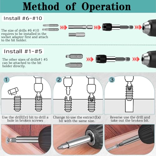 33PCS Damaged Screw Extractor Set,Stripped Screw Extractor Kit with Magnetic Extension Shaft & Socket Adapter, Stripped Screw Remover Kit – Extract Rusty, Broken Screws Easily for DIY Garden Wood
