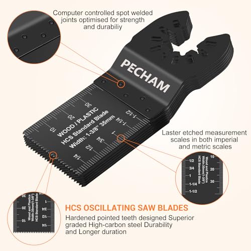 68PCS Oscillating Saw Blades with Storage Bag, Professional Universal Titanium Multitool Blades for Wood Plastics Metal Quick Release Multi Tool Kits Fit Rockwell Ridgid Ryobi Milwaukee Chicago