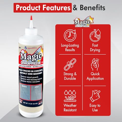 Tan 1.4 LB Magic Crack Filler Bottle, Tan - Easy, No-Mess Crack Repair for Concrete, Masonry & Asphalt - Durable & Weather-Resistant