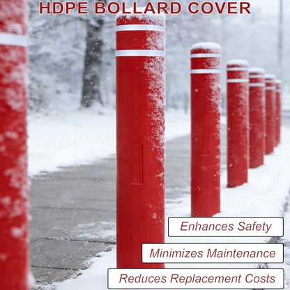 OrangeStar Bollard Cover 6" x 52" Red with 2 Reflective Collars - color: Red, size: 6"x52"