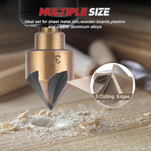 5Pcs Step Drill Bit & 5Pcs Countersink Drill Bit Set - size: 11pcs