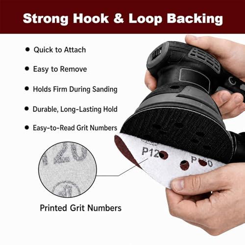 40PCS 5 Inch 8-Hole Sanding Discs for Random Orbital Sander, 40 Grit Coarse Hook and Loop Sandpaper Pads for Woodworking, Metal and Automotive Surface Prep - style: 40PCS 40 Grit