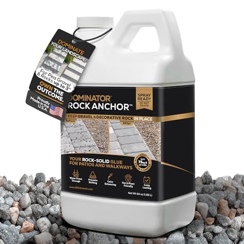 Dominator Rock Anchor 64oz - Rock Glue for Landscaping Gravel & Stone, Ready to Spray, Locks in River Rock, Pea Gravel & Decorative Rock, Prevents Scattering & Washouts, Water-Based - size: 0.5 Gallon, style: Rock Glue