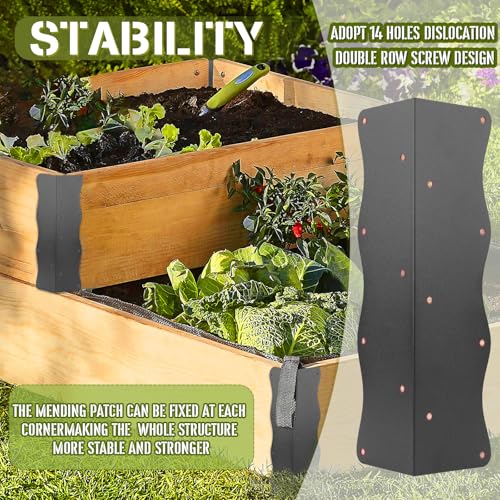 8Pcs Heavy Duty Metal Raised Garden Bed L-Shape Corner Brackets (11"x3"x3") - color: Black