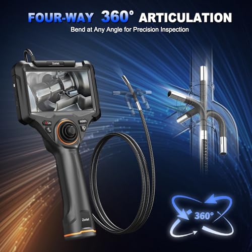 360° Articulating Borescope, 5" Monitor & 4-Way Joystick - size: 5.0 FT