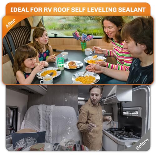 WELLUCK 6PC RV Roof Sealant Self Leveling Lap for RV Roofs, White Flexible Repair Caulking Rubber Epdm Sealant for Camper Motorhomes Trailers, Secure Odorless Waterproof & UV All Weather Adhesive
