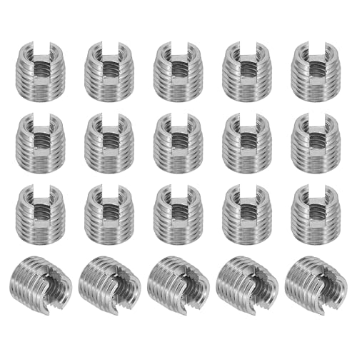 PATIKIL Self-Tapping Threaded Inserts, 20 Pcs M4 x M6.5 x 6mm 303 Stainless Steel Thread Adapter Reducer Slotted Screw Repair Inserts Nuts Sleeve - size: M4 x M6.5 x 6mm