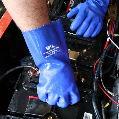 Wells Lamont PVC Chemical Resistant Gloves, Textured Grip, Gauntlet Cuff