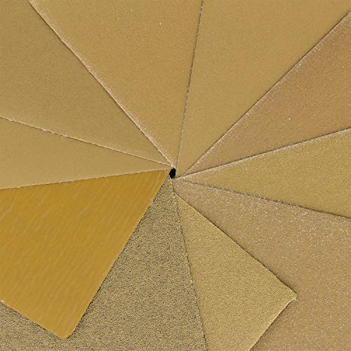 Dura-Gold 1/4 Sheet Gold Sandpaper Sheets, Grits 80, 120, 150, 220, 240 320 - size: Variety Pack