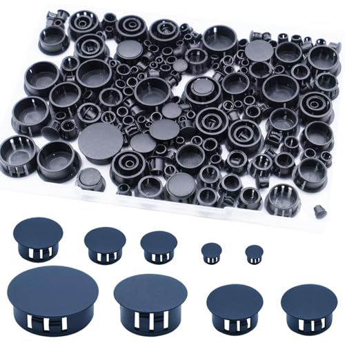 210PCS Plastic Hole Plugs Black Plastic Plug Kit Flush Type Hole Plugs - size: 210PCS-9Size-Black