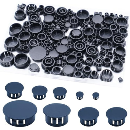 210PCS Plastic Hole Plugs Black Plastic Plug Kit Flush Type Hole Plugs - size: 210PCS-9Size-Black