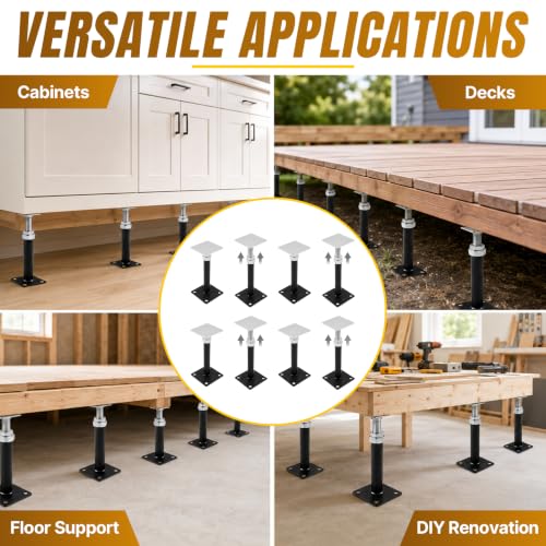 8 Pcs House Floor Jacks, 5" to 8" Adjustable Height - size: 5" to 8"