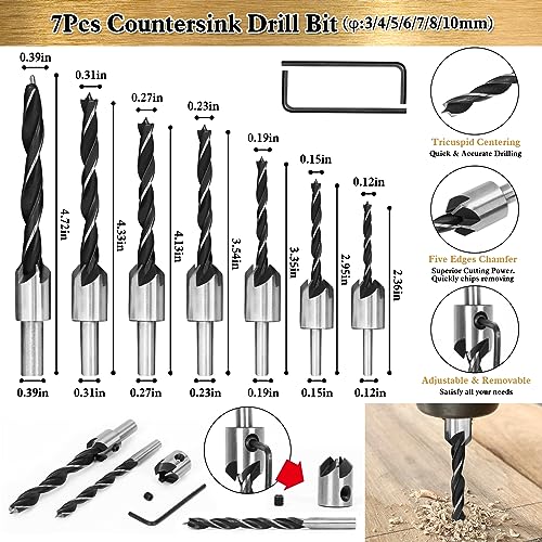 47 Pcs Woodworking Tools and Accessories Countersink Drill Bit Set - color: 47 Pcs no box