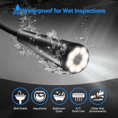 Endoscope Camera with Light,1920P HD Borescope with 8 Adjustable LED Lights