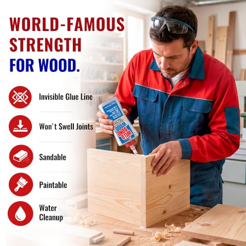 Extra Strength Wood Glue for Woodworking, Furniture Repair, Crafts, Carpentry, or DIY Projects. Non-Toxic, Heavy Duty, Water Clean-up, Sandable, Paintable & Invisible Glue Line, 6 Pack - 14.2 Bottle. - size: 6 Pack