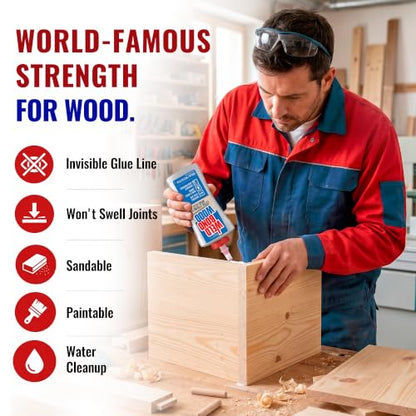 Extra Strength Wood Glue for Woodworking, Furniture Repair, Crafts, Carpentry, or DIY Projects. Non-Toxic, Heavy Duty, Water Clean-up, Sandable, Paintable & Invisible Glue Line, 6 Pack - 14.2 Bottle. - size: 6 Pack