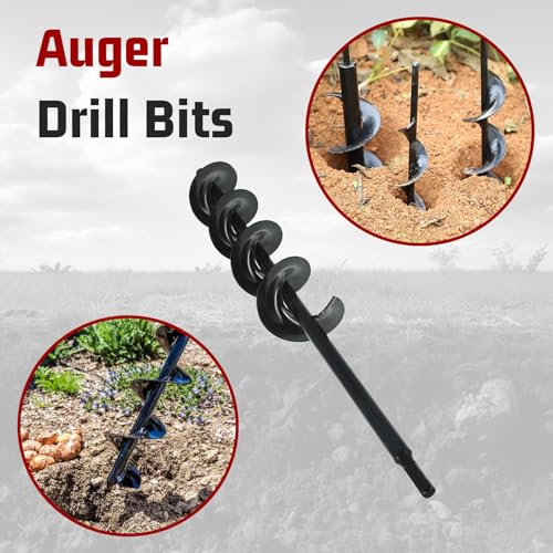 findmall Auger Drill Bit, Earth Auger Bit, 24 Inch Length 3 Inch Width Repid Planter, Yard Gardening Planting Corm Auger, Post or Umbrella Hole Digger for 3/8 Inch Hex Drive Drill + - size: 24 x 3 in