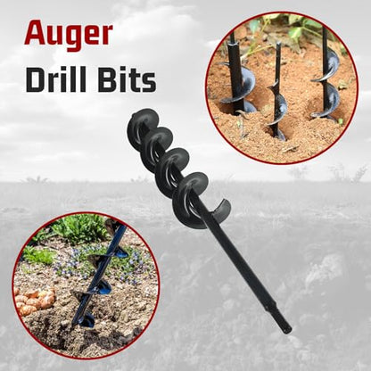 findmall Auger Drill Bit, Earth Auger Bit, 24 Inch Length 3 Inch Width Repid Planter, Yard Gardening Planting Corm Auger, Post or Umbrella Hole Digger for 3/8 Inch Hex Drive Drill + - size: 24 x 3 in