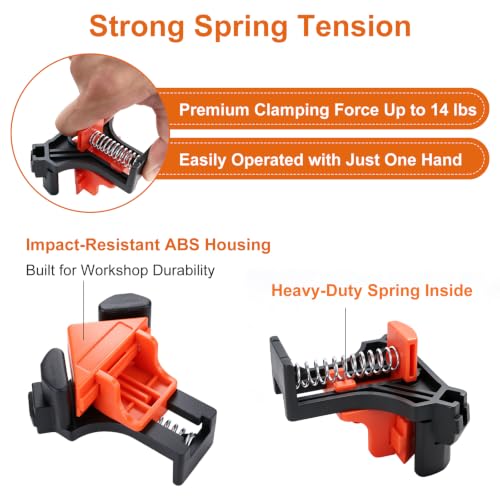4 Pack Corner Clamps for Woodworking, 90 Degree Right Angle Clamps