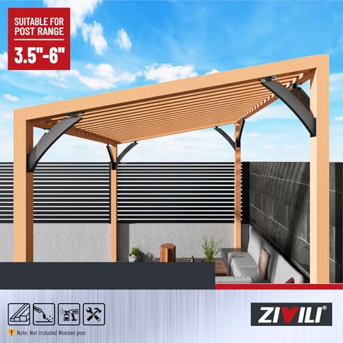Q235-Steel Integrated Arc Adjustable 45 Degree Pergola Support Bracket 2''x4''（Actual Tube Dia: 1.5''x 3.2''） Heavy Duty 4Pack - size: 1.5”x3.2”-Adjustable Angle