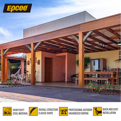Heavy Duty 45 Degree Angle Support Bracket 4"×4" (Actual: 3.2"×3.2") Wood Beam Support Hardware Degree Post Bracket for Gazebos Pagola Porches 12Pcs - size: 4"×4"