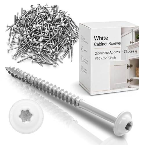 Frienda 2 Pound White Cabinet Screws Bulk #10x2-1/2'' Approx. 171 Pcs - color: Silver, size: #10x2-1/2 Inch