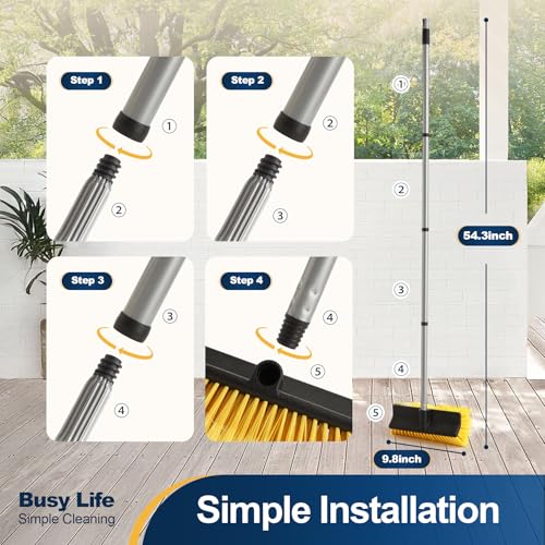 Yocada Deck Brush with 4-Section Extendable Handle Floor Scrub Brush
