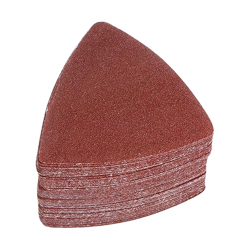 HARFINGTON 60pcs Triangular Hook & Loop Sandpapers 100 Grits 3-1/8" Aluminum Oxide Sanding Pads Random Orbital Mouse Detail Sander Papers Oscillating Multi Tool Sheets - size: 100 Grits