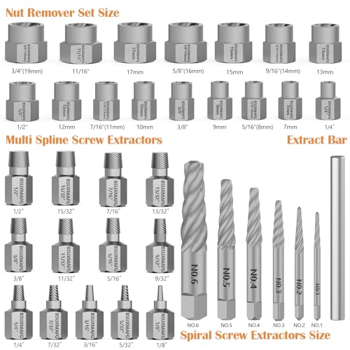 36PCS Bolt Extractor Set, Easy Out Stripped Screw Removal Tool Kit - size: 36 Pieces