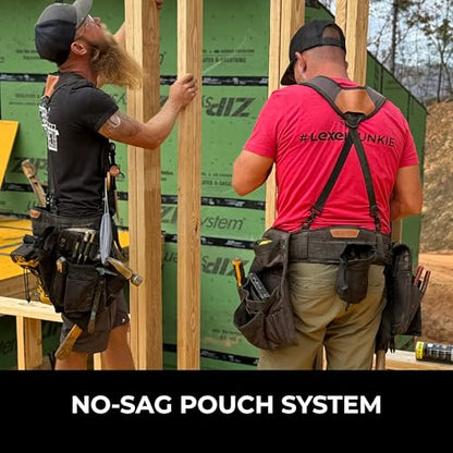 Perkins Builder Brothers Essential Tool Belt Set With Suspenders, Ideal for Framers, Carpenters and Contractors, Medium Size, Black - size: Medium