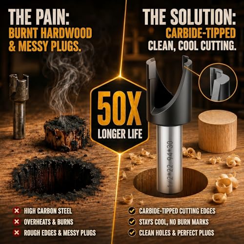 Landhoow 5 Pcs Wood Plug Cutters Set 3/4" 3/8" 1/2" 5/8" 11/32"