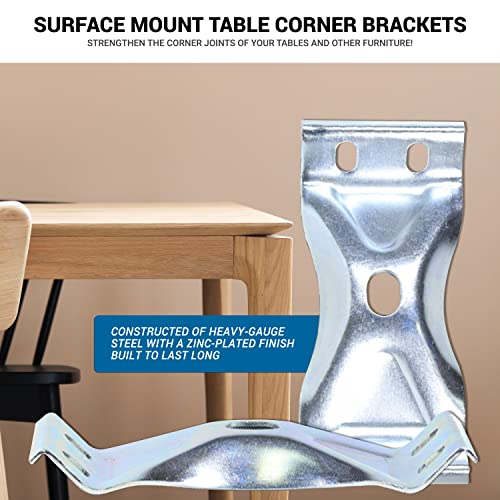 4 Pack Rok Hardware Surface Mount Corner Brackets for Table Aprons 1-3/4" (44mm) High x 3" (76mm) Wide, R3309M134 - size: 1-3/4" (44mm) High x 3" (76mm) Wide