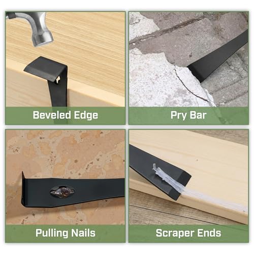 Bates- Flat Pry Bar Scraper, 3 Pack, 5-1/2", 7-1/4" and 9-1/2", Black, Trim Puller Tool for Baseboard - size: 5.5", 7.25", 9.5"