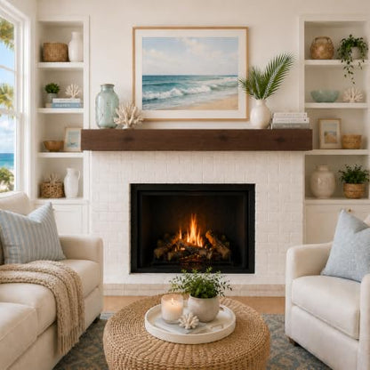 Fireplace Mantel, Rustic, Shelf, Floating Mantle, Real Wood, Beam, URBANDI (Provincial, 60Lx6Hx8D) - color: Provincial, size: 60Lx6Hx8D