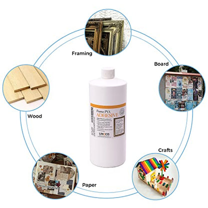 Lineco Frame PVA Adhesive, Acid Free, Dried Clear and Flexible, 1 Quart - size: 1 Quart