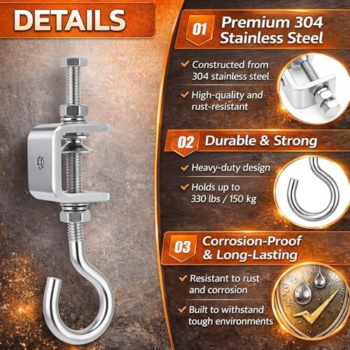 Moxweyeni 6 Pack C Clamp with J Hook, 1 Inch Heavy Duty Beam Clamp Hanger