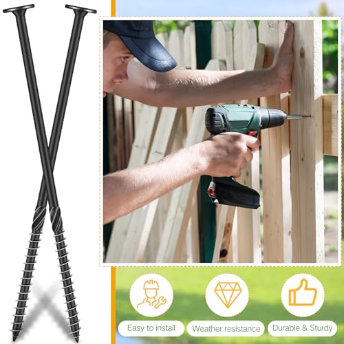 Hicarer 100 Pcs 6 Inch Lag Screws Structural Wood Screws #14 x 6, Heavy Duty Construction Screw Star Drive Timber Screw Bulk, Rust Resistant, Black Coated for Exterior Wood Log Decking Landscaping