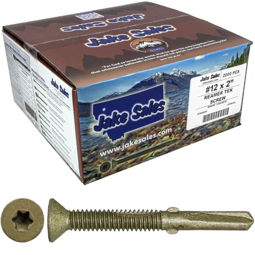 Jake Sales #12x2 Reamer Tek Torx/Star Head Self-Drilling Wood to Metal Screws - for Flatbeds, Trailers or Fastening Wood to Steel -T-30 Torx Screw Head (Full Box 2,000 Screw Count) - size: 2"