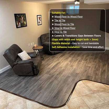 T Molding Flexible Self Adhesive Floor Transition Strip - color: Gray, size: T Molding 9.84ft