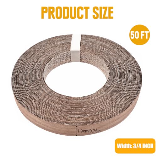 Black Walnut Edge Banding,3/4 Inch x 50 ft Roll Pre-Glued Iron On Wood Veneer Edging Banding Tape with Hot Melt Adhesive Flexible Edge Band for DIY & Professional Projects - color: Black Walnut Wood, size: 3/4 Inch x 50 ft