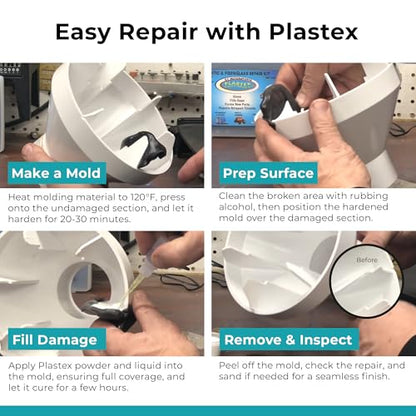 Plastex Plastic and Fiberglass Repair - Easily fix, Recreate Broken Plastic, Fiberglass Wood & More! Plastex Master XL Tech Kit - color: Master Kit (Black/White/Clear), size: 200 grams