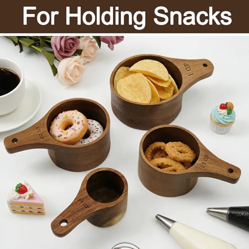 Acacia Wooden Measuring Cups Set of 4, 4 Sizes